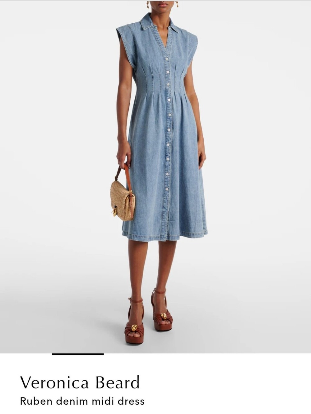 Veronica Beard Ruben Denim Midi Dress - Picture 8 of 9